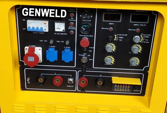 kaufen 400A Diesel-Schweißgenerator mit AC400V/16Kw Dreiphasen- und AC230V/6,9Kw Einphasen-Ausgang online manufacture
