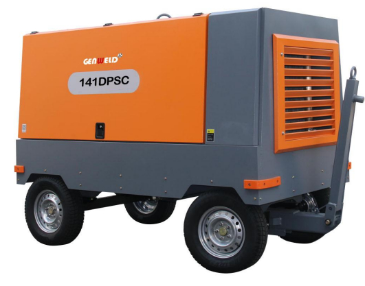 GENWELD 141DPSC Diesel Portable Screw Compressor with 140KW Yuchai Engine 15 m3/min FAD and 15 bar Pressure for Heavy-Duty Applications